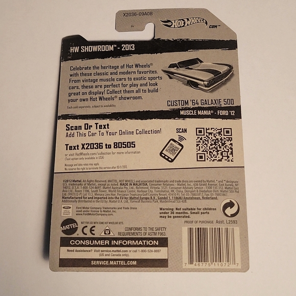 Hot Wheels HW Showroom Custom '64 Galaxie 500 113/247 2013 New Sealed - Picture 2 of 3